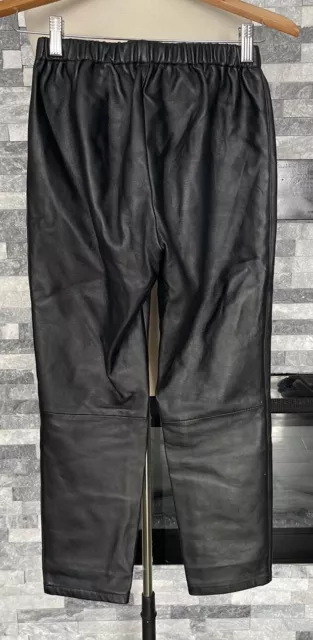 Neiman Marcus Retro exclusive black leather moto leggings pants women’s Size S 2