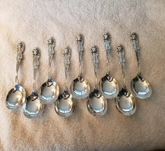 LION by FRANK SMITH sterling silver 9 GUMBO SOUP SPOONS 7" priced each