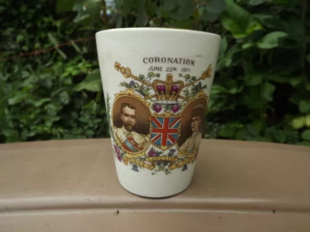 1911 Coronation King George 5th Shelley china beaker with  Eatsbourne Crest