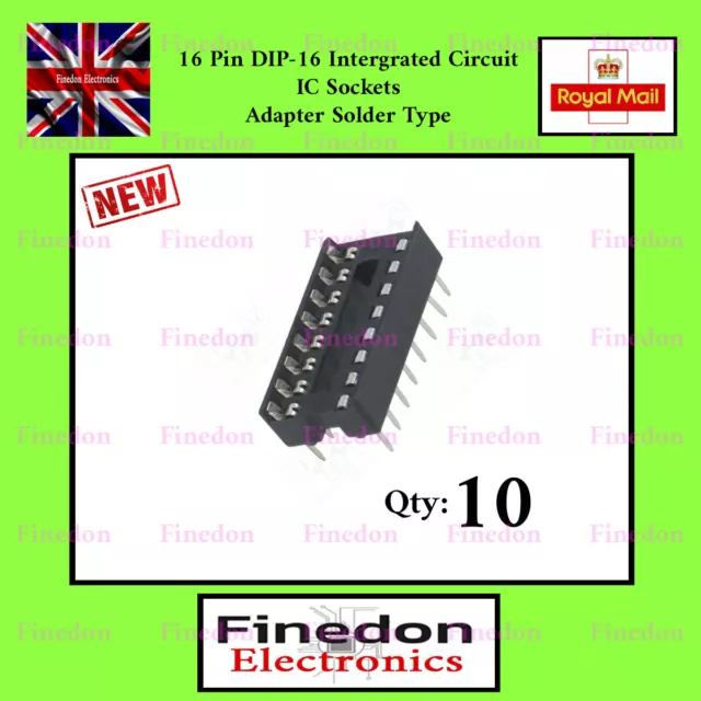10x DIL-16/DIP-16 16P 16 Pin IC Socket PCB Solder Type IC Socket
