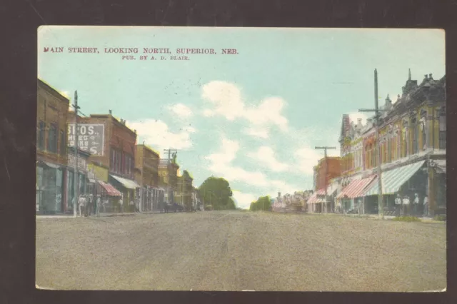 Superior Nebraska Downtown Main Street Scene 1909 Vintage Postcard