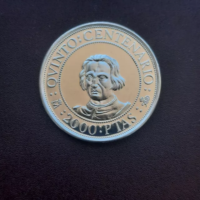 Moneda 2000 Pesetas De Plata Del V Centenario Del Año 1989,S/C.en Calidad Proof.