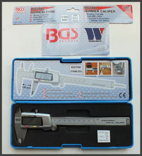 BGS - Vernier Caliper with Digital Display, 150 mm (6") - Pro Range - 1930