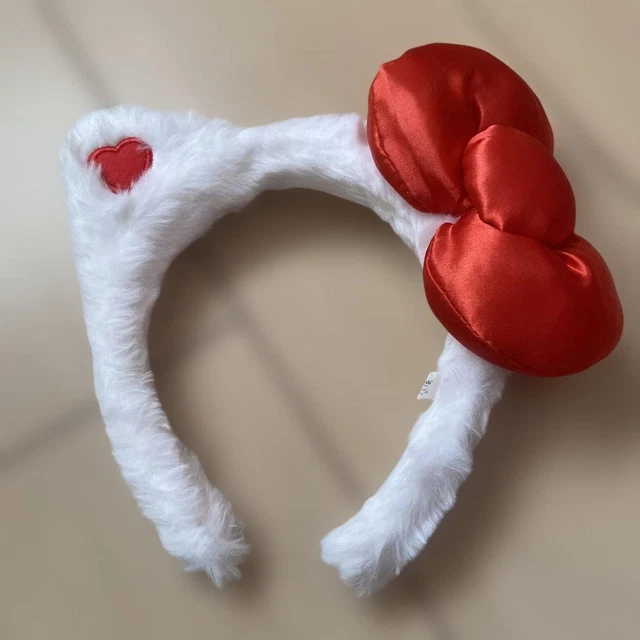 DIADEMA SANRIO HELLO Kitty, piel sintética y satén, blanco y rojo