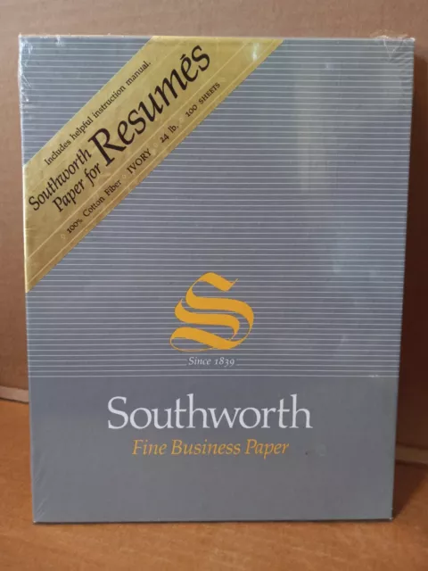 SOUTHWORTH 100% Cotton Resume Paper R14ICF Ivory 24 lbs 8.5x11
