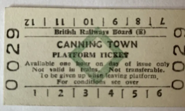 Canning Town Station Platform Ticket - British Railways Board (E)