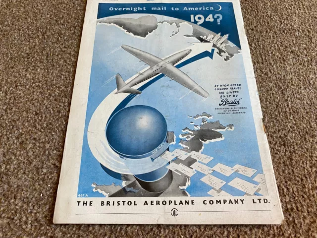 Fabk3 Advert 11X8 The Bristol Aeroplane Co Ltd - Usa Overnight Mail