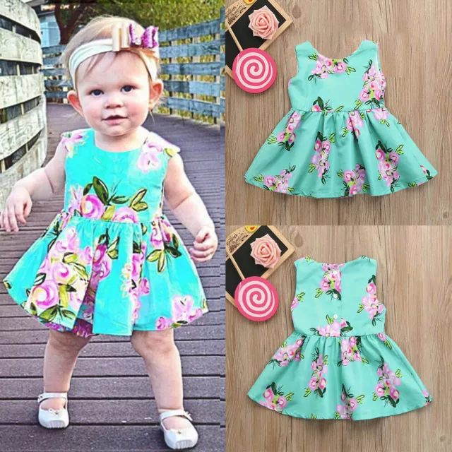 Baby Toddler Girls Floral Print Sundress Princess Dress Summer Lovely Tank Dress