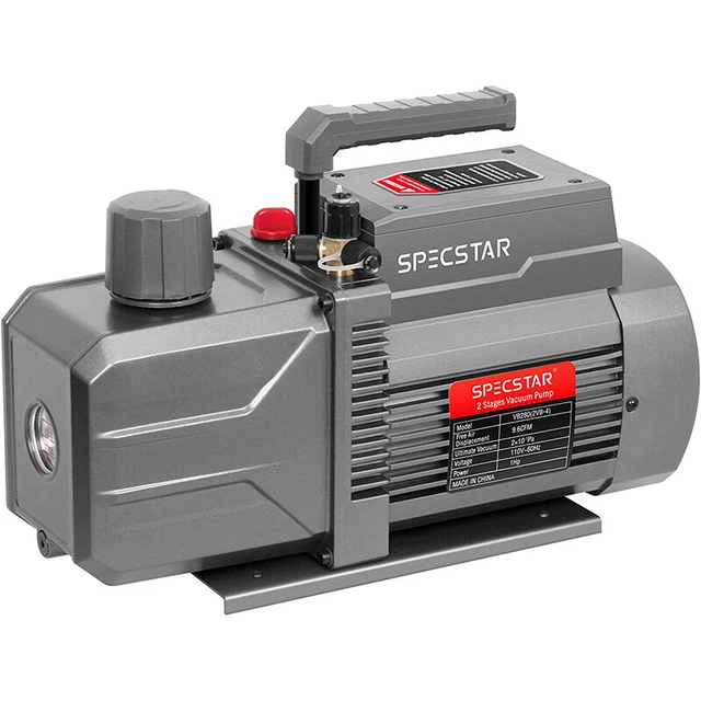 110V 9.6 CFM 1 HP Dual-Stage Rotary Vane HVAC Air Vacuum Pump with Oil Bottle