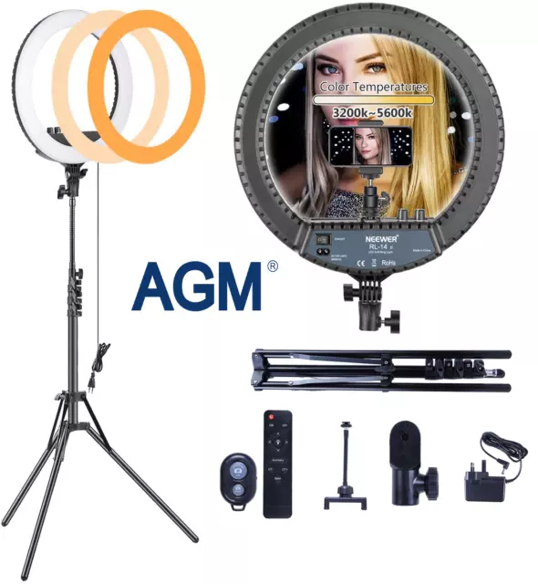 Ringleuchte 14 Zoll Dimmbar Ringlicht mit Handy Stativ für Live YouTube Makeup