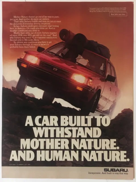 Subaru Road Testing 1986 Vintage Print Ad 8x11 Inches Wall Decor