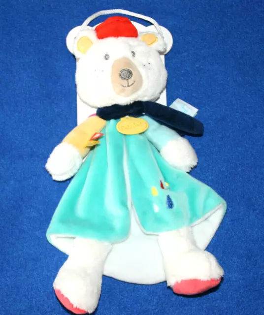 Babynat Baby Nat Doudou Ours Mr Paul Bn0373 Bleu Vert Casquette Rouge Neuf