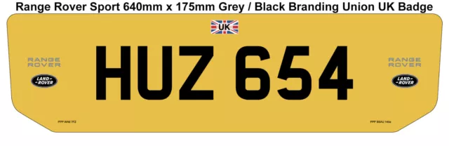 Range Rover Sport 5 sided Rear Number Plate (L494) with RANGE ROVER / LAND ROVER