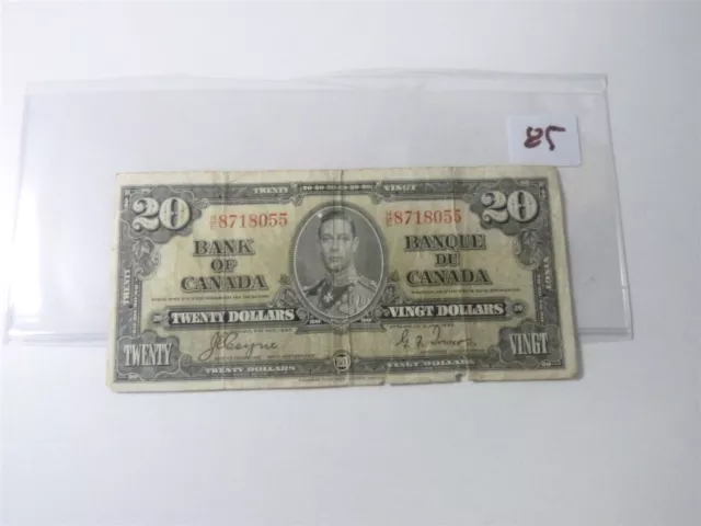 Vintage Canada  20 Dollar Banknote 1937    N089