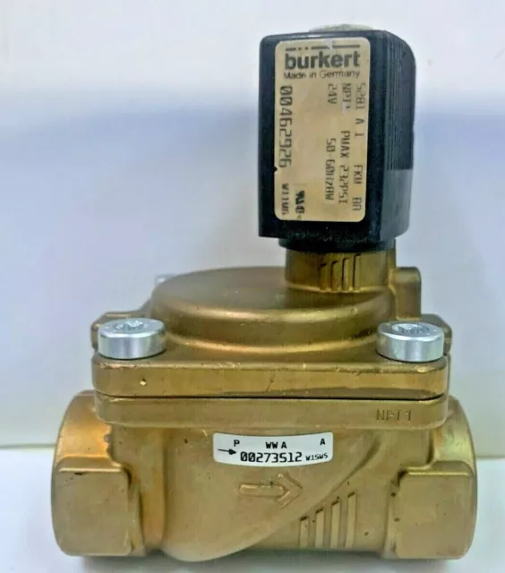 Burkert Type 5281 00462926 2/2 Solenoid Valve 1" NPT 24V 50-60 Hz  3-232 psi