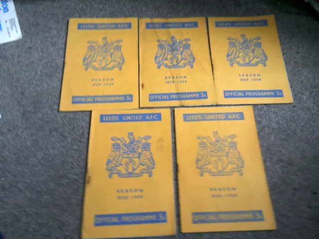 Leeds United Football Programme Collection Season 1958/59 Homes X 5