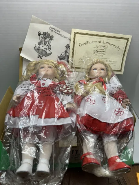 Vintage NIB Heritage Signature Collection "The Peppermint Twins" Dolls. #80036