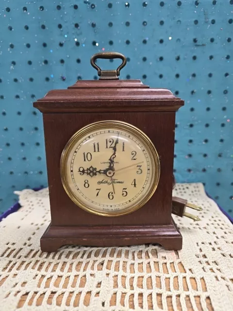 Vtg Seth Thomas Buckingham Electric Mantle Clock SS12-S, Solid Mahogany, Works