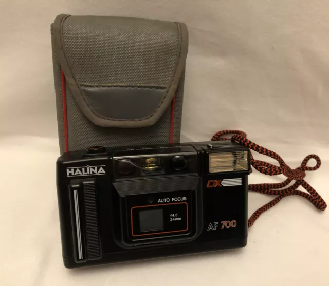 Cámara vintage Halina DX AF700 35 mm con estuche - solo piezas/repuestos