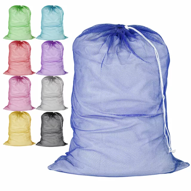 2 Pc Extra Large Mesh Laundry Bags Drawstring Handle Wash Lingerie Delicates 29"