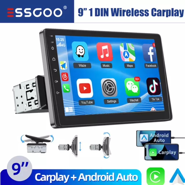 9 inch Touch Screen 1 Din Car Stereo Radio Apple Carplay Android Auto  Bluetooth