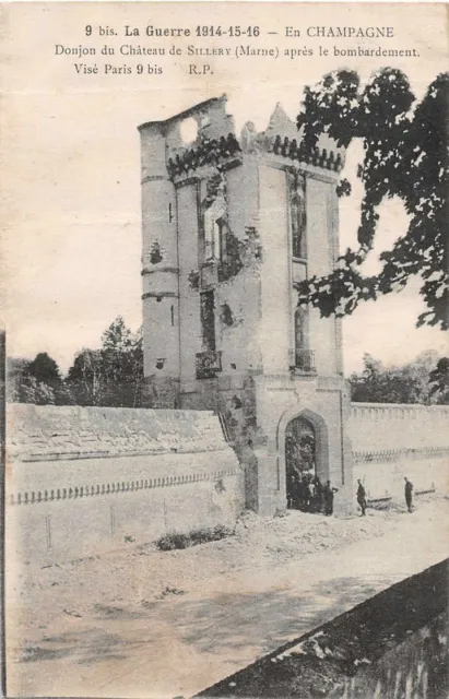 CPA-51- Donjon du château de Sillery après le bombardement