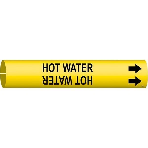 BRADY Pipe Marker, Hot Water, Yellow, 4 to 6 In 4079-D
