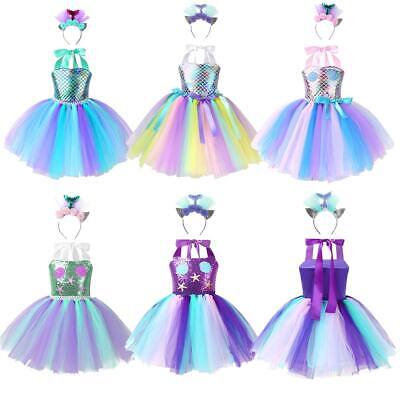 Girls Mermaid Tutu Dress Kids Shiny Tutu Skirts Halloween Party Outfits Costume