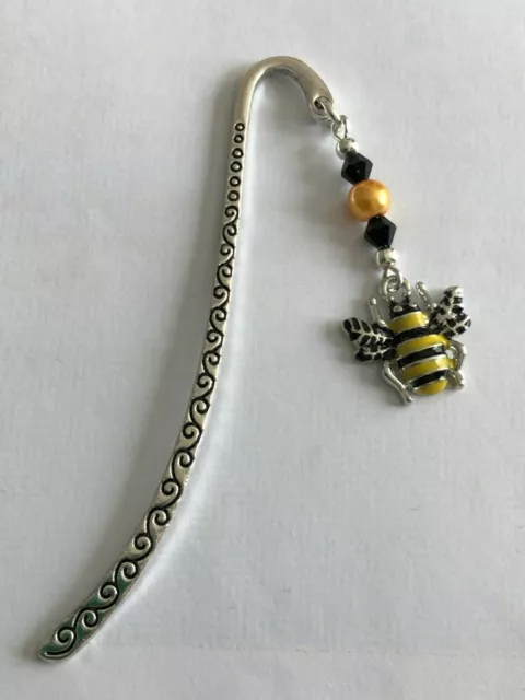 Cute BUMBLE BEE  BOOKMARK Tibetan Silver Enamel Charm Present In Gift Bag