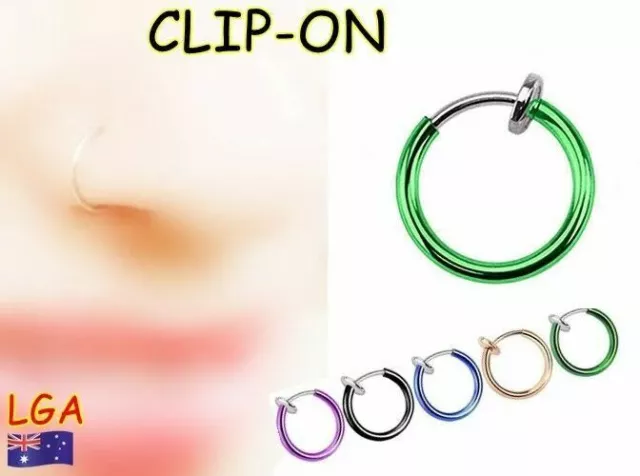 Unisex GREEN Round Clip on Nose Rings Fake Earrings Lip Septum Lip Ring Helix