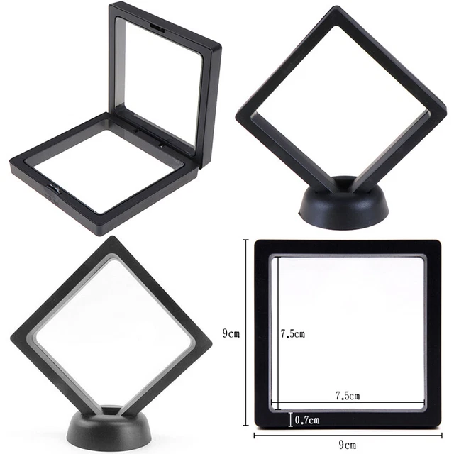 90*90mm Black 3D floating jewelry coin display frame holder box case w/  Hf