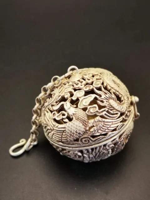Beautiful High-grade Tibetan Miao Silver Copper Hollow Fine Carved Sachet  B04