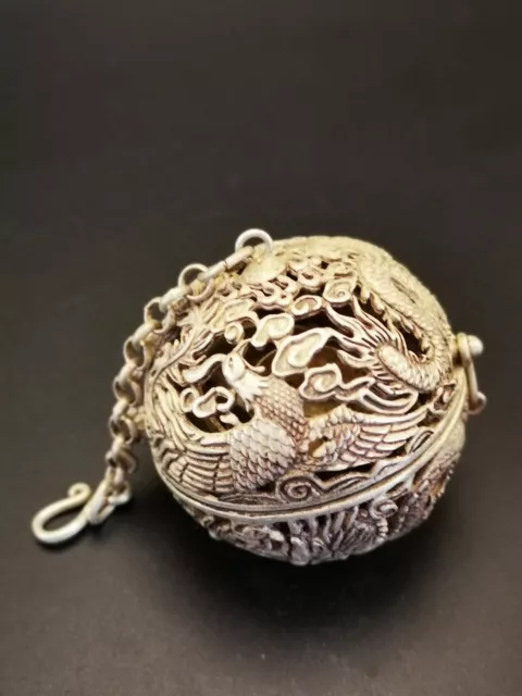 Beautiful High-grade Tibetan Miao Silver Copper Hollow Fine Carved Sachet  B04