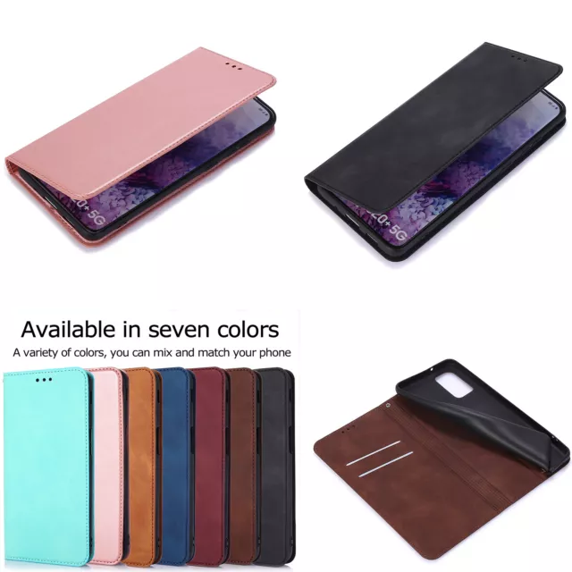 Handyhülle für Samsung A20 A50 A8 J6 J4 Retro Magnetic PU Leder Flip Wallet Case