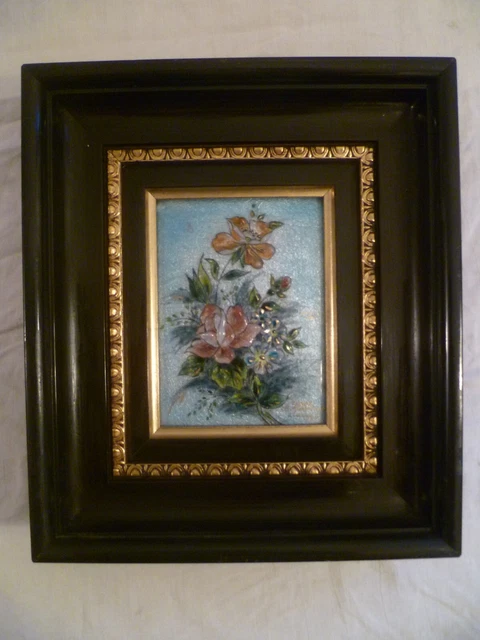 TABLEAU EMAUX DE Limoges signé R. Leclair Limoges  Allée d'arbres