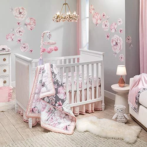 Signature Botanical Baby Watercolor Floral 4-Piece Crib Bedding Set