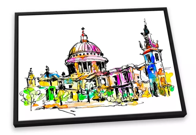 London St Pauls Cathedral CANVAS FLOATER FRAME Wall Art Print Picture