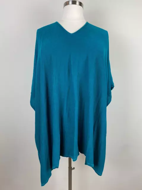 Diane von Furstenberg Silk Assets Poncho Topper Emerald Green Teal One Size