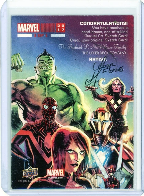 2017 UD Upper Deck Marvel Annual Sketch 1/1 Cesar Flores Wolverine She-Hulk JS 2