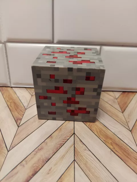 Minecraft Stone Ore Red Redstone Block Light Up Cube Think Geek 2012