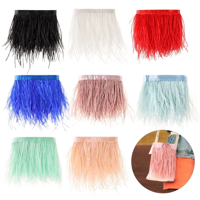 Cinta de plumas salvaje 8-10 cm de ancho 1 metro de largo borde plumas de avestruz