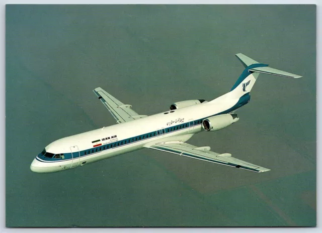 Airplane Postcard Iran Air Airlines Fokker 100 In Flight EL11