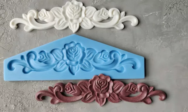 Molde de silicona frontón adornado 30 cm, apliques para muebles, molde para resina
