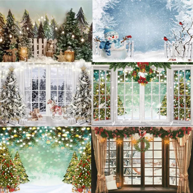 Snow Man Christmas Tree Forest Vinyl Photography Background Photo Backdrop 2023