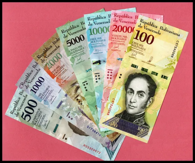 Venezuela UNC Notes Set 500 - 100000 Bolivares  2016 - 2017 Lot 7 Pieces