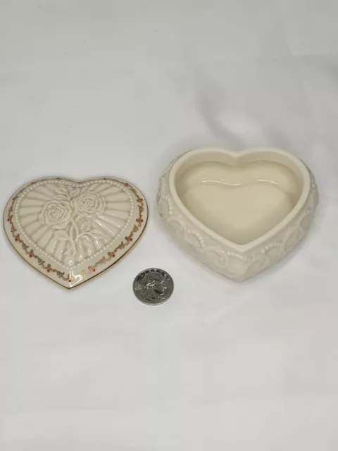 Lenox Heart Shaped Trinket Box with Embossed Roses 2