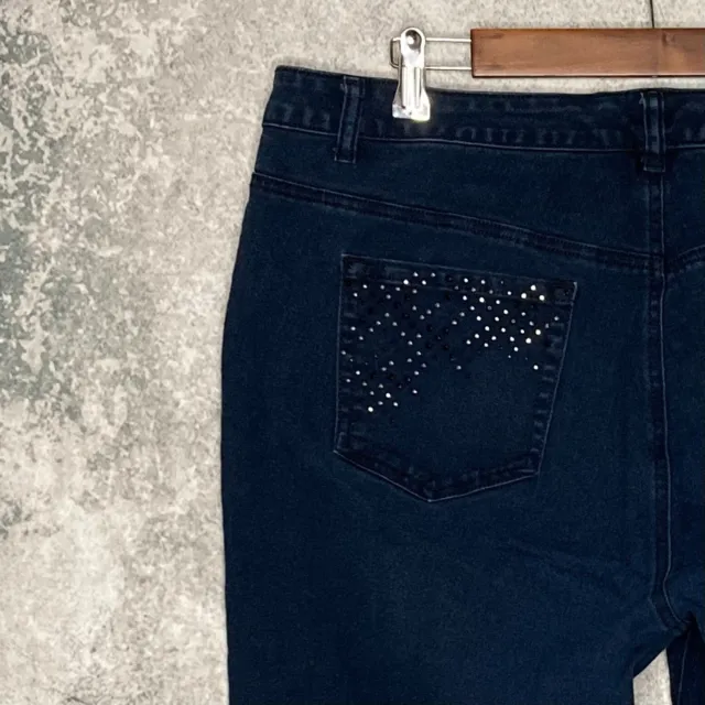 LAURA ASHLEY WOMENS embellished capri jeans plus 20W stretch solid dark ...