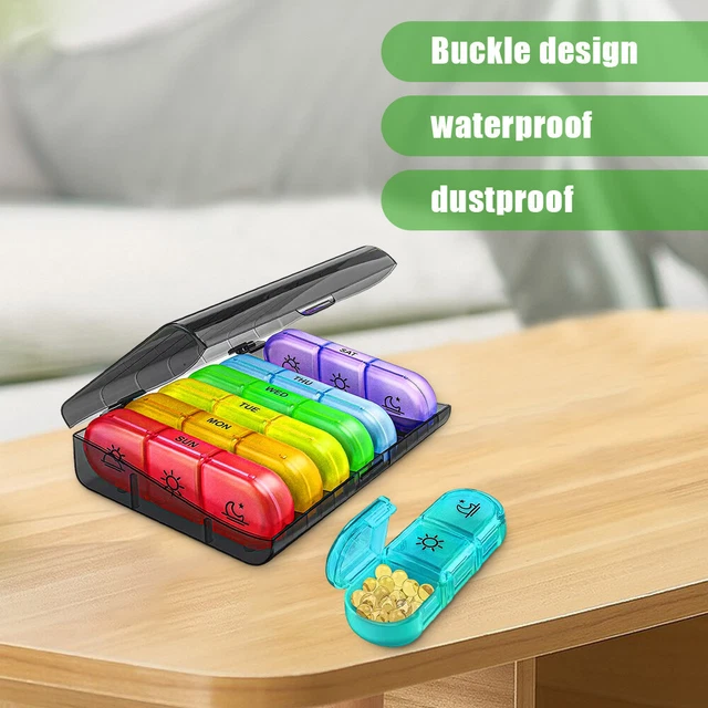 MEDICINE ORGANIZER PILL Box 21 Compartments 7 Day 3 Times Dispenser ...