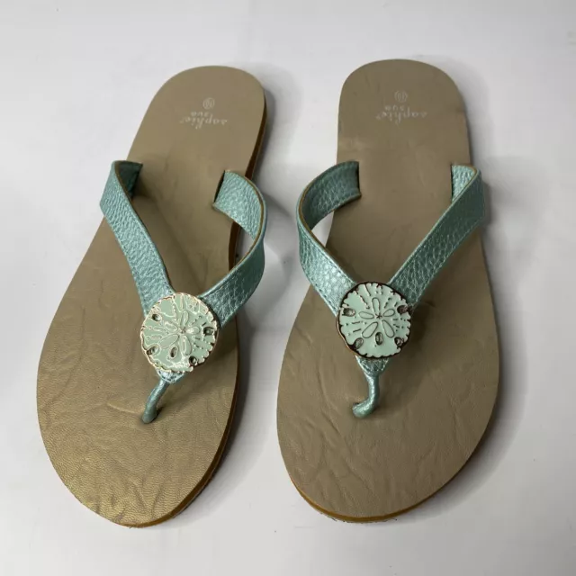 Womens Sandals Flip Flops Sophie Sue White Sea Ocean Shell Size 10