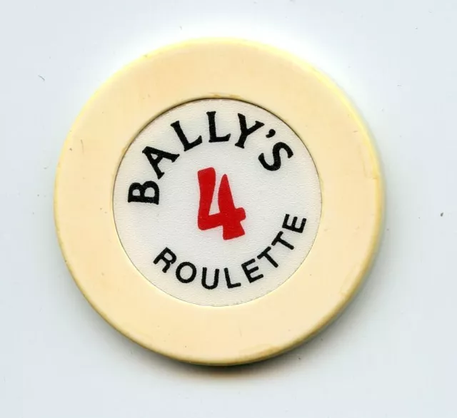 1.00 Chip from the Ballys Casino Las Vegas Nevada Roulette 4 White